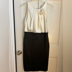 New with tags! Two tone dress, satin like fabric, fitted